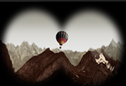 balloon over mountains